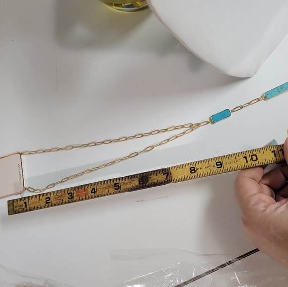 Sale GORGEOUS GOLD TURQUOISE PAPERCLIP LARIAT NECKLACE - Picture 4 of 5